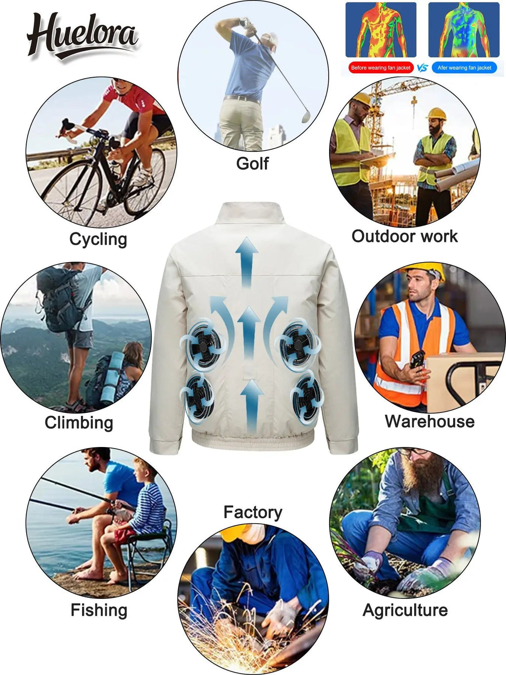 Cool Jacket Men's Hot Weather Work Fan Coat USB Refrigeration Air Conditioning Clothes Women's Body Cooling Fishing Clothes Vest Don't Taxe That