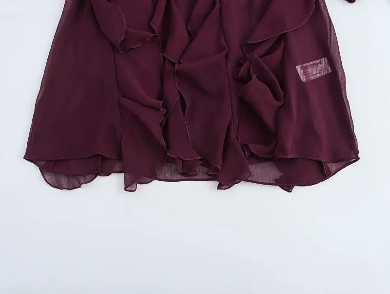 TRAF Ruffle Womens Blouses Semi Sheer Casual Blouses Woman Spring Fairy Shirts and Blouses for Lady Long Sleeve Tops Woman 2025 Don't Taxe That