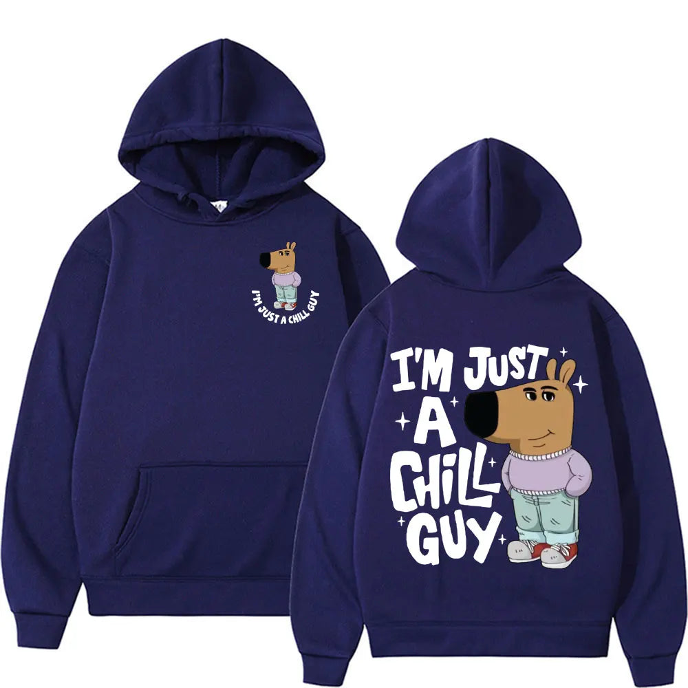 I'm Just A Chill Guy Meme Hoodie Funny Trendy Cute Viral Dog Cartoon Hoodies Men Women's Casual Autumn/Winter Comfort Sweatshirt Don't Taxe That