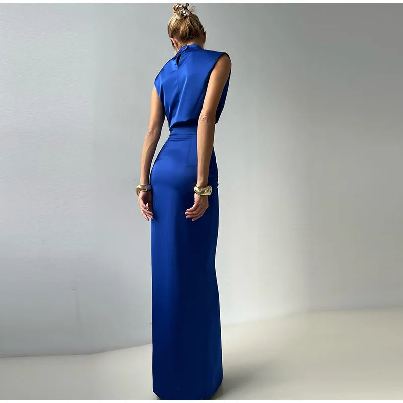 Crop Tops Long Skirt Two Piece Set Women Elegant Sleeveless Top Suit With Front Split Skirt Lady Chic Sexy Evening Party Outfits Don't Taxe That