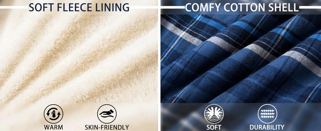 MAGCOMSEN Hooded Flannel Jacket Men's Plaid Jackets Cotton Sherpa Lined Jacket Winter Button Heavyweight Plaid Hoodies Male Don't Taxe That