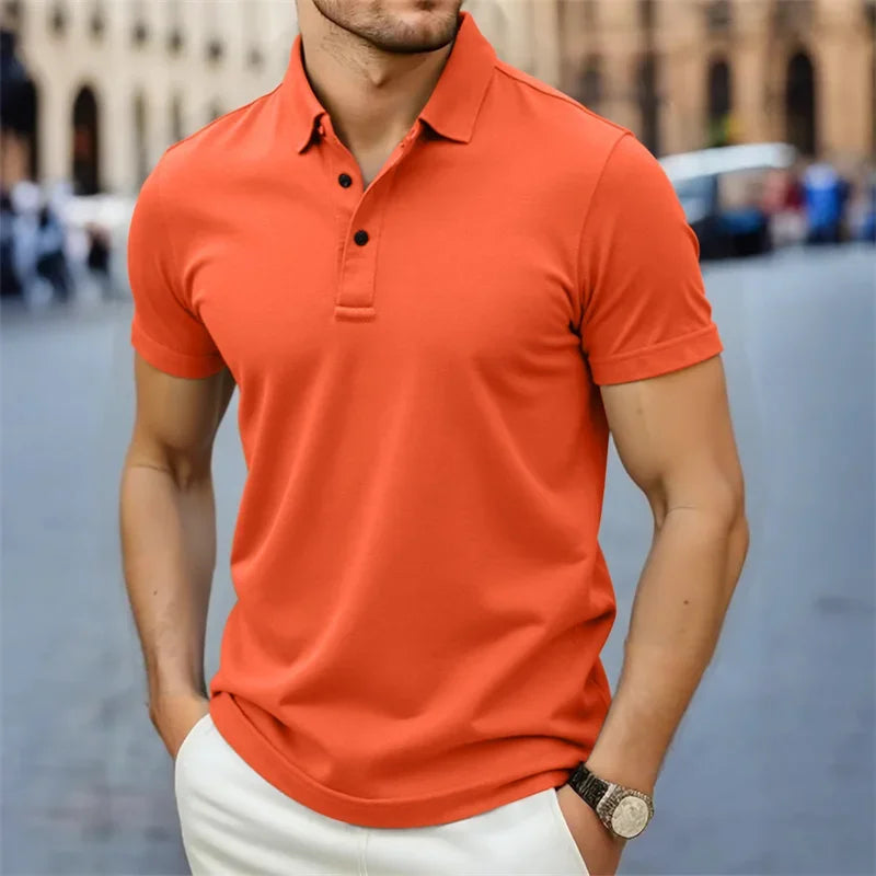 2025 New Men's Casual and Fashionable Simple Collared Short Sleeved Polo Shirt Summer Comfortable Breathable and Versatile Top Don't Taxe That