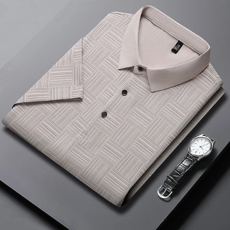 2024 Men's New Printed Business Casual Short sleeved POLO Shirt Fashion Short sleeved Comfortable and Breathable Top Don't Taxe That