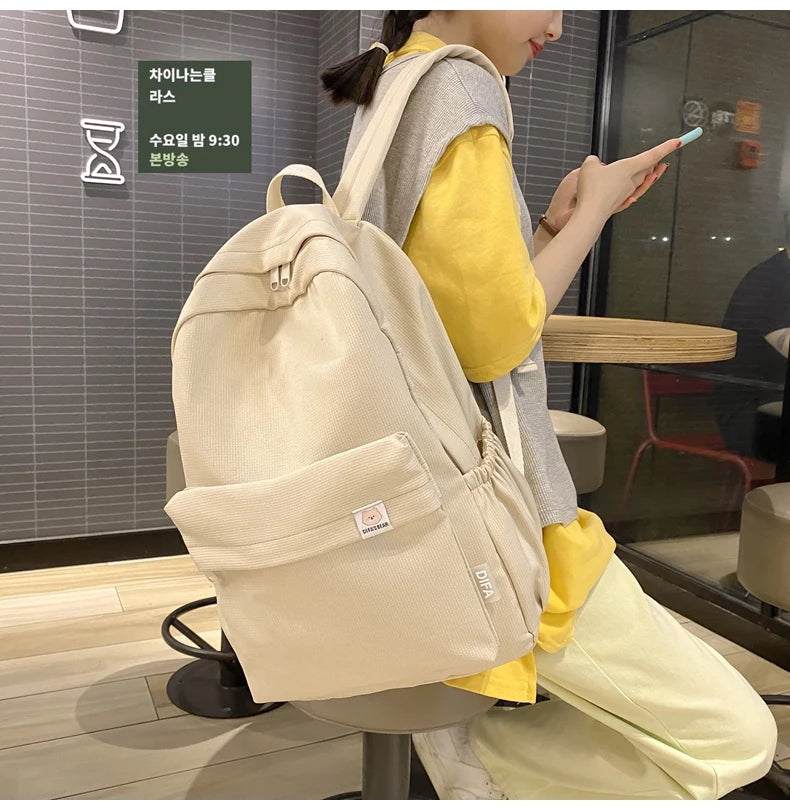 New Waterproof Nylon Women Backpack Female Travel Bag Backpacks Schoolbag for Teenage Girls Solid Color Bookbag Mochila Bookbag Don't Taxe That