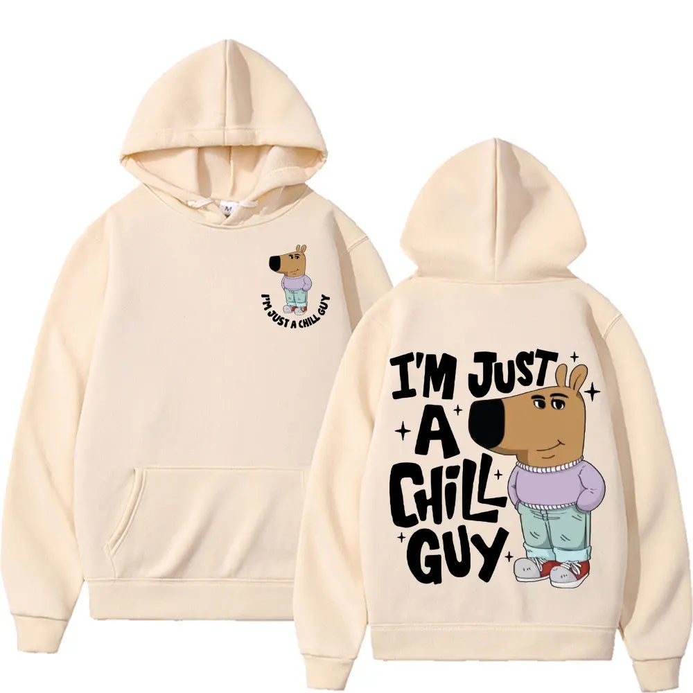 I'm Just A Chill Guy Meme Hoodie Funny Trendy Cute Viral Dog Cartoon Hoodies Men Women's Casual Autumn/Winter Comfort Sweatshirt Don't Taxe That