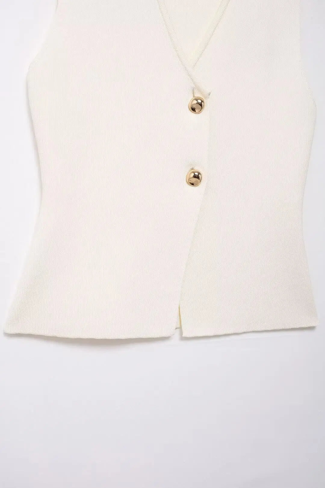 TRAFZA Women 2 Piece Set V-Neck Sleeveless Button Knitted Vest Top+Elegant Splicing High Waist Zipper Long Skirts Holiday Suits Don't Taxe That