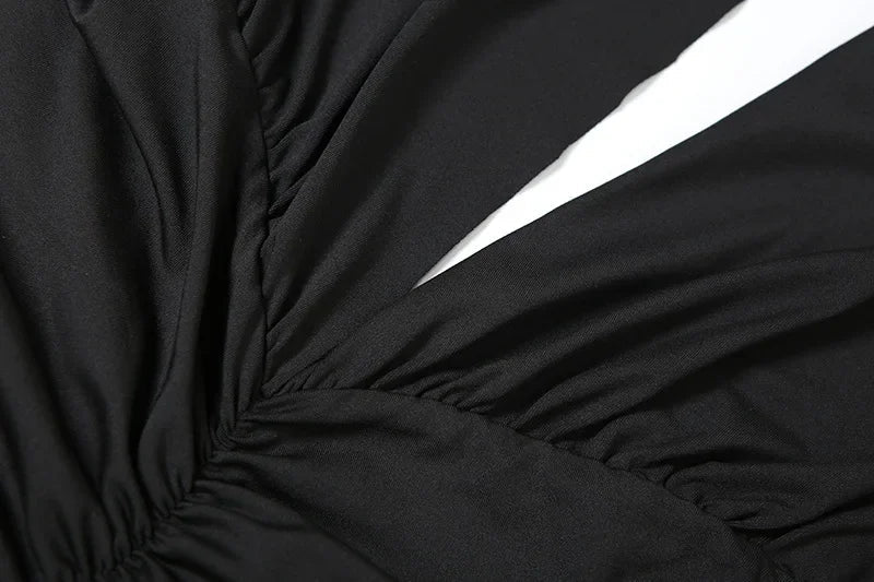 Women's Summer Deep V-neck High Waist Folds Long Dress Halter Neck Bandage Backless Tunics Split White Party Evening Dresses Don't Taxe That