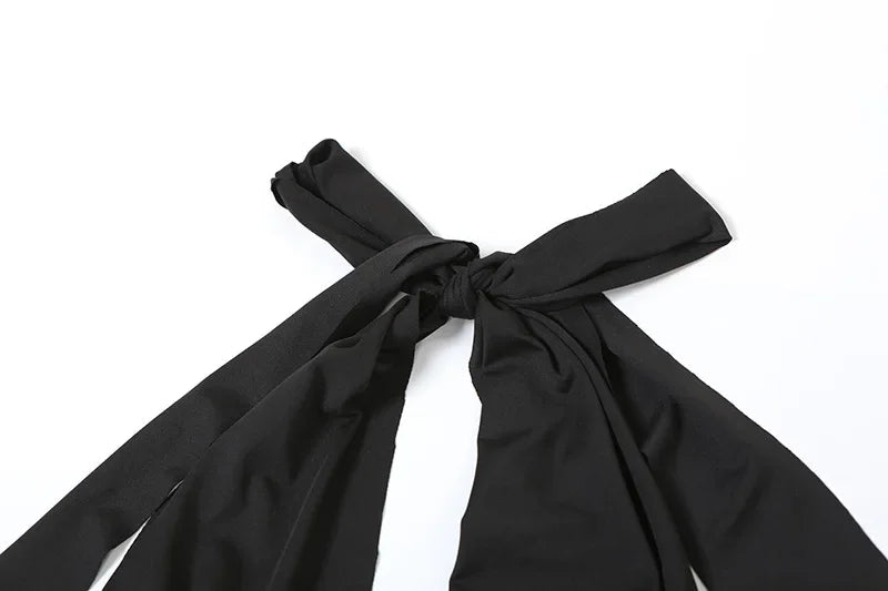 Women's Summer Deep V-neck High Waist Folds Long Dress Halter Neck Bandage Backless Tunics Split White Party Evening Dresses Don't Taxe That