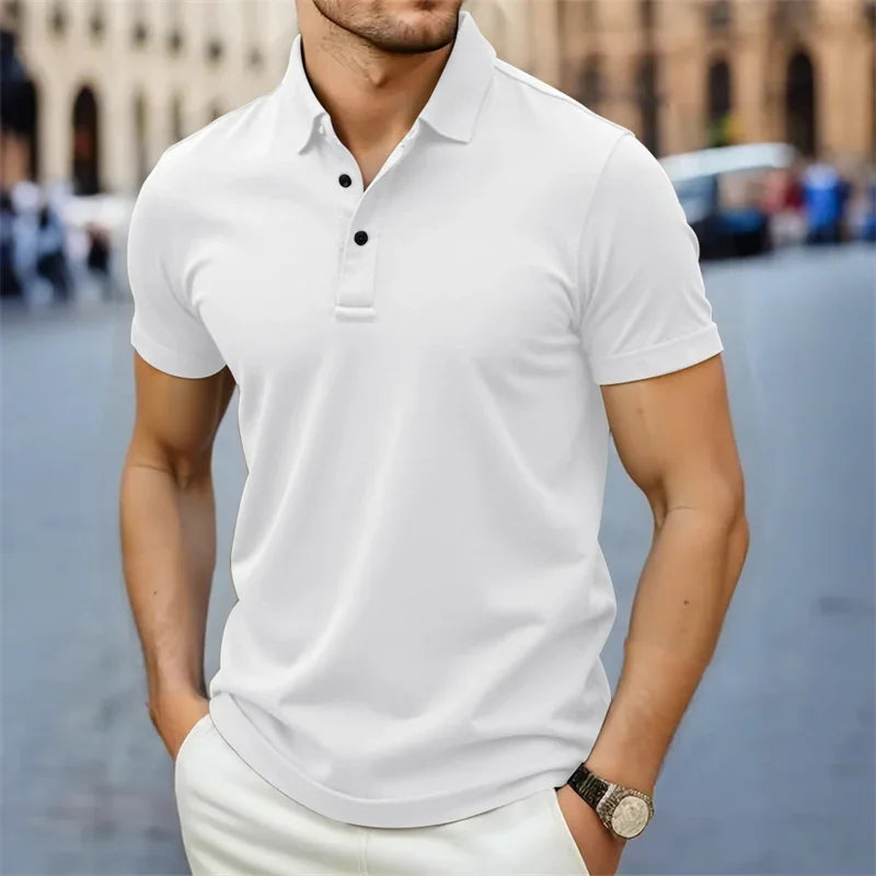 2025 New Men's Casual and Fashionable Simple Collared Short Sleeved Polo Shirt Summer Comfortable Breathable and Versatile Top Don't Taxe That