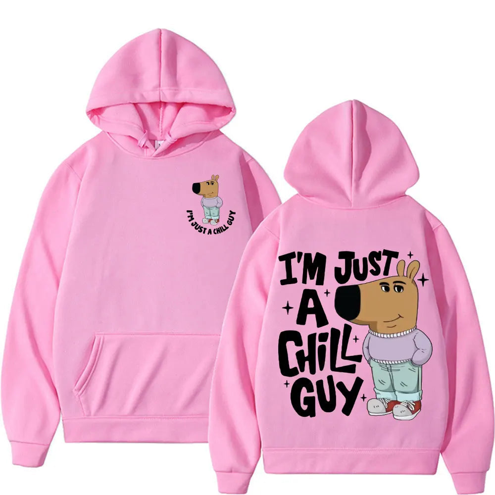 I'm Just A Chill Guy Meme Hoodie Funny Trendy Cute Viral Dog Cartoon Hoodies Men Women's Casual Autumn/Winter Comfort Sweatshirt Don't Taxe That