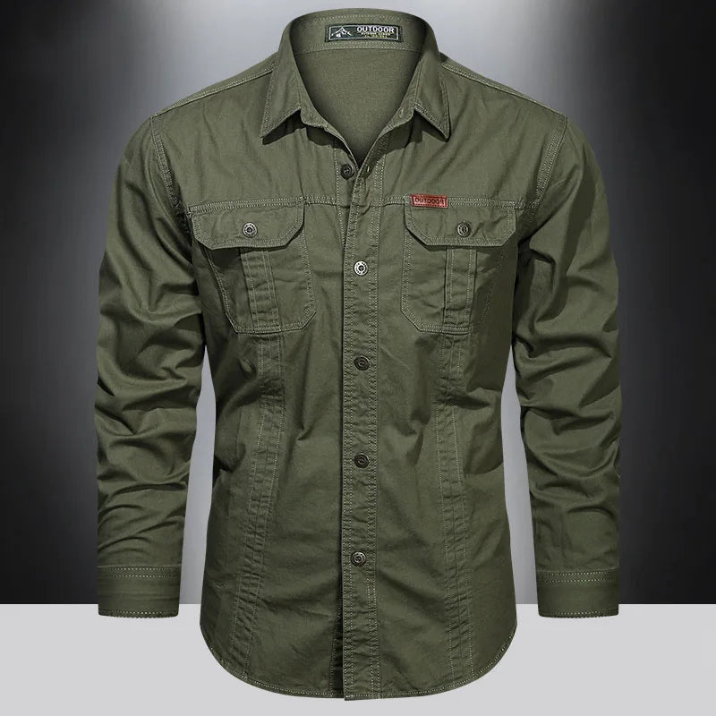 2024 Spring Cotton Cargo Shirt for Men Long Sleeve Multi-Pocket Shirts Outdoor Casual Colthing High Quality Militar Overshirt Don't Taxe That