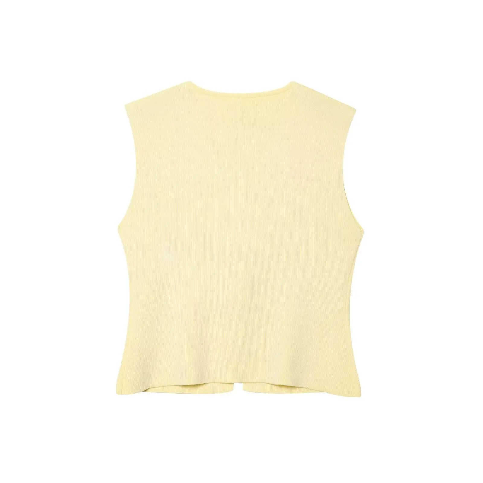 TRAFZA Women 2 Piece Set V-Neck Sleeveless Button Knitted Vest Top+Elegant Splicing High Waist Zipper Long Skirts Holiday Suits Don't Taxe That