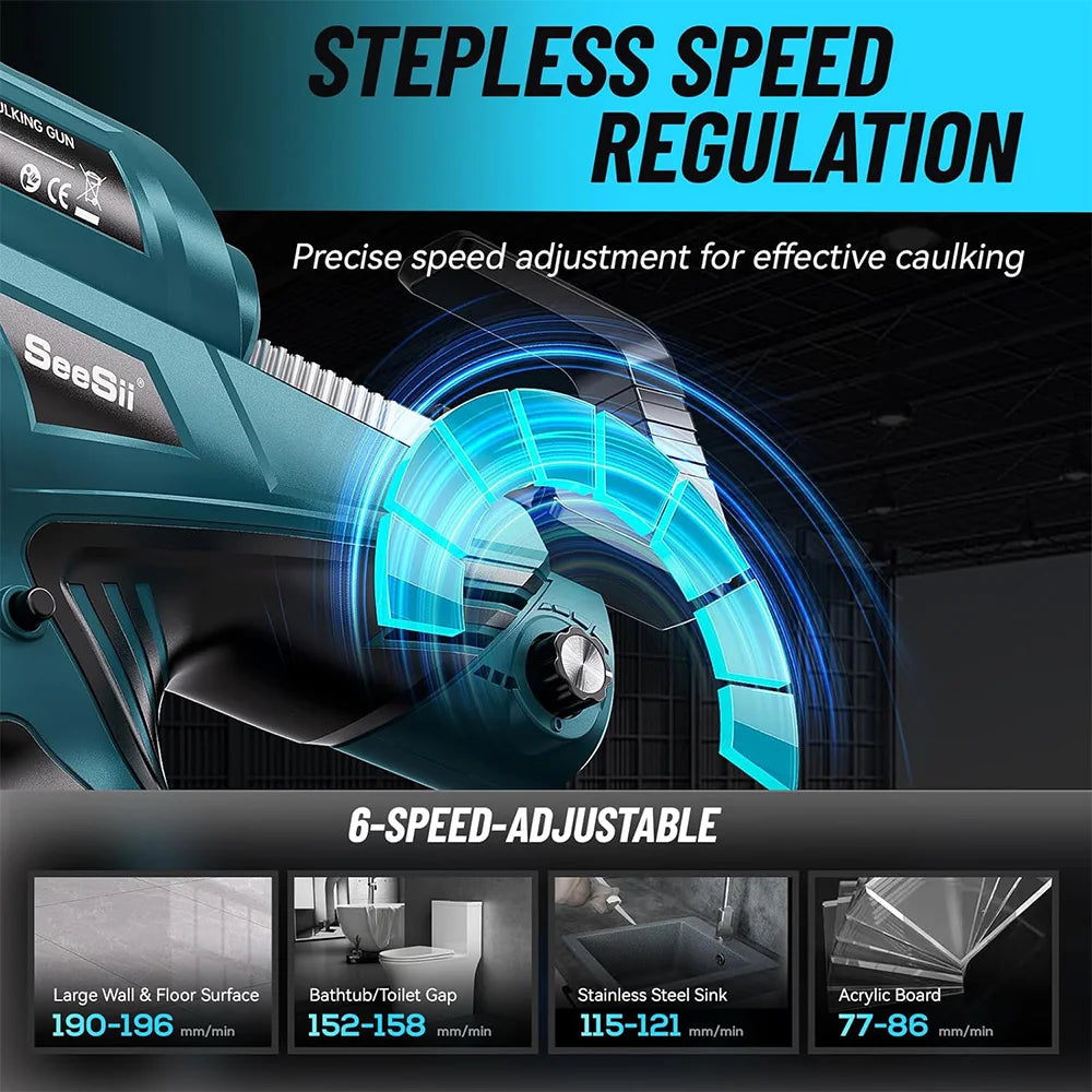 SEESII Electric Caulking Gun Cordless Cement Glass Adhesive Glue Seal Sealant Tool Wireless Glass Glue Gun for Filling Sealing Don't Taxe That