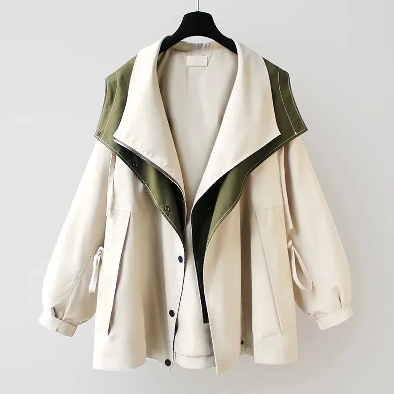 Receive Waist Medium Long Windbreaker 2025 New Korean Version New High-End Women Spring And Autumn Casual Fashion Tooling Coat Don't Taxe That
