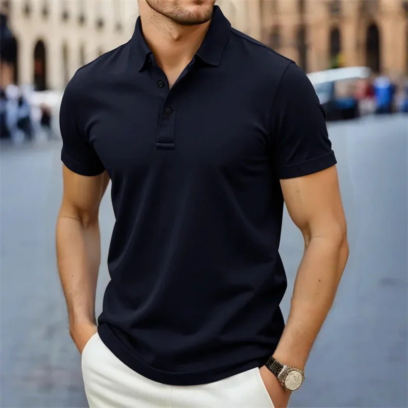 2025 New Men's Casual and Fashionable Simple Collared Short Sleeved Polo Shirt Summer Comfortable Breathable and Versatile Top Don't Taxe That