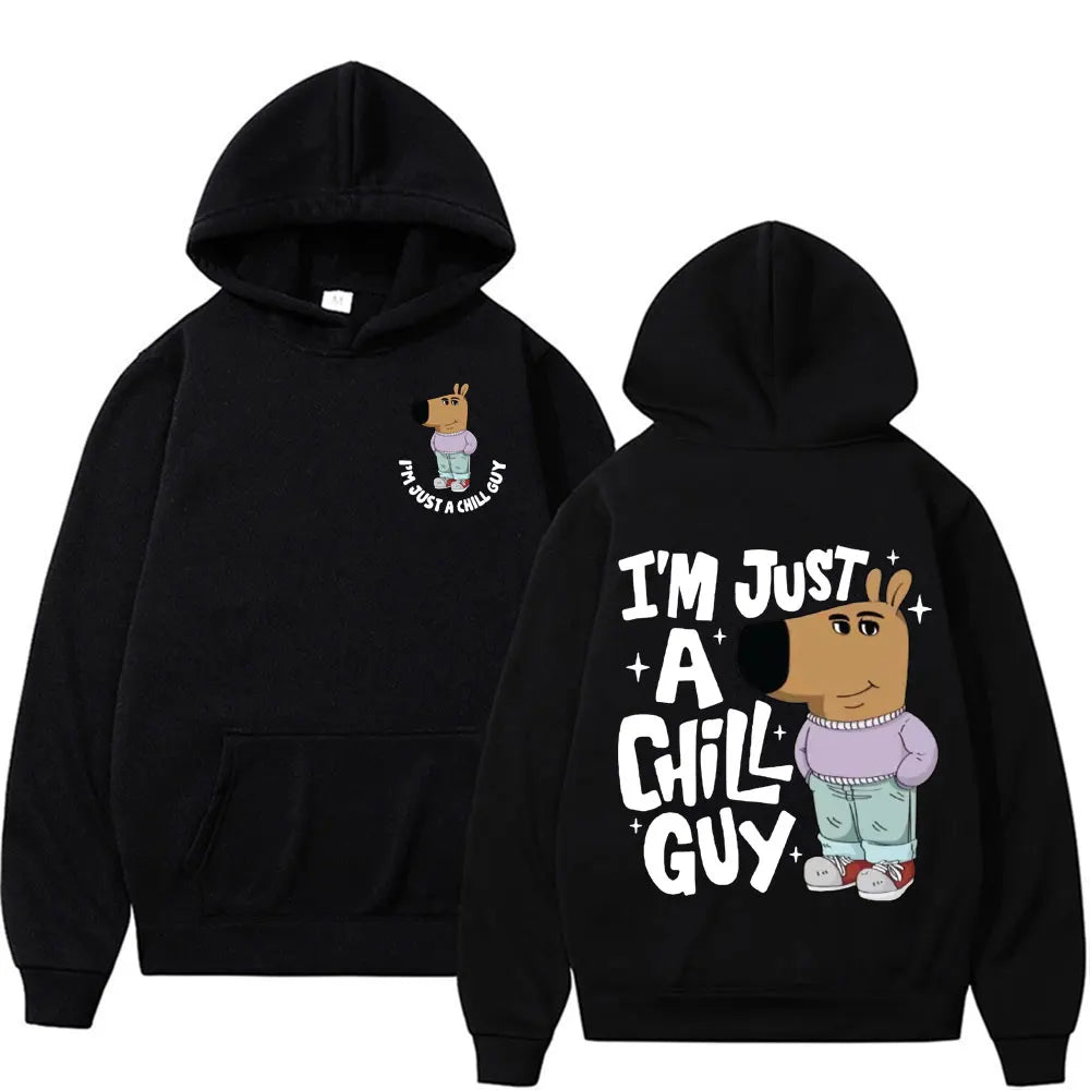 I'm Just A Chill Guy Meme Hoodie Funny Trendy Cute Viral Dog Cartoon Hoodies Men Women's Casual Autumn/Winter Comfort Sweatshirt Don't Taxe That