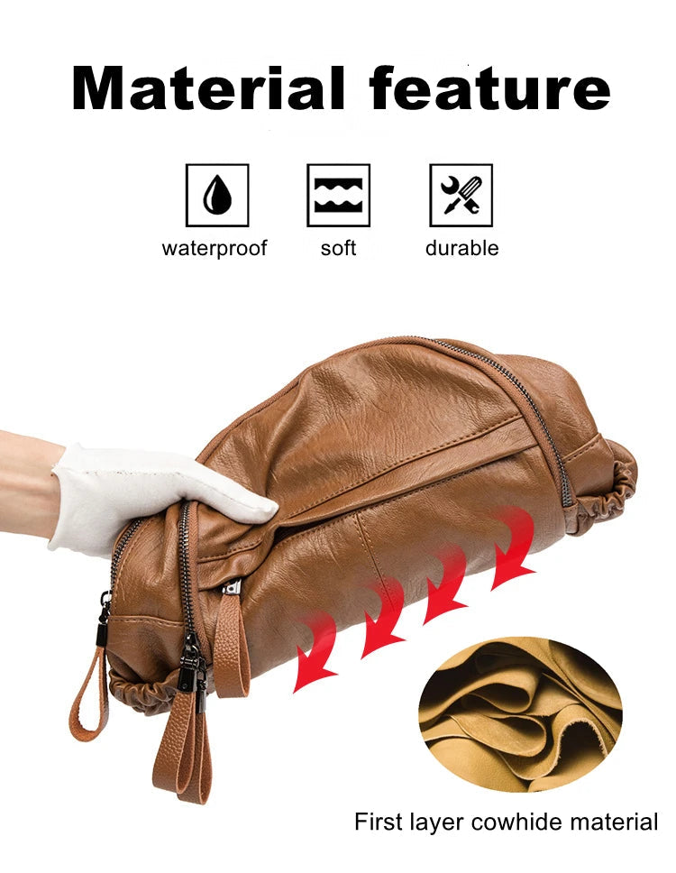 Genuine Leather Backpacks for Women Cowhide High Capacity Waterproof Backpack Trendy Women Bags Girl Travel School Bags Don't Taxe That