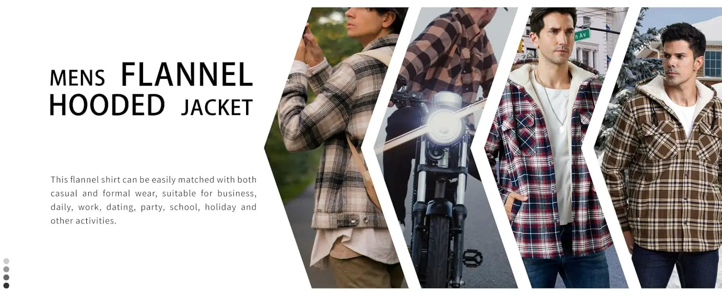 MAGCOMSEN Hooded Flannel Jacket Men's Plaid Jackets Cotton Sherpa Lined Jacket Winter Button Heavyweight Plaid Hoodies Male Don't Taxe That