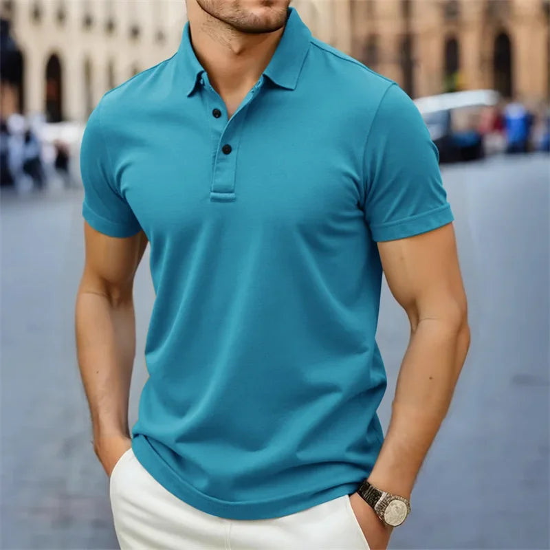 2025 New Men's Casual and Fashionable Simple Collared Short Sleeved Polo Shirt Summer Comfortable Breathable and Versatile Top Don't Taxe That