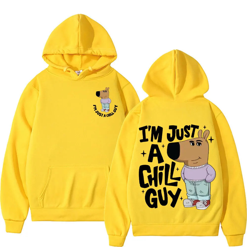 I'm Just A Chill Guy Meme Hoodie Funny Trendy Cute Viral Dog Cartoon Hoodies Men Women's Casual Autumn/Winter Comfort Sweatshirt Don't Taxe That