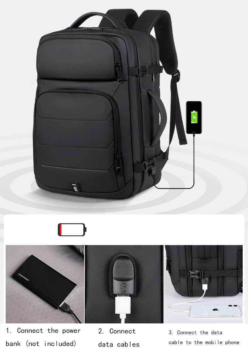 Expandable Men‘s 17 Inch Laptop Backpacks Waterproof Notebook Bag USB Schoolbag Sports Travel School Bag Pack Backpack For Male Don't Taxe That