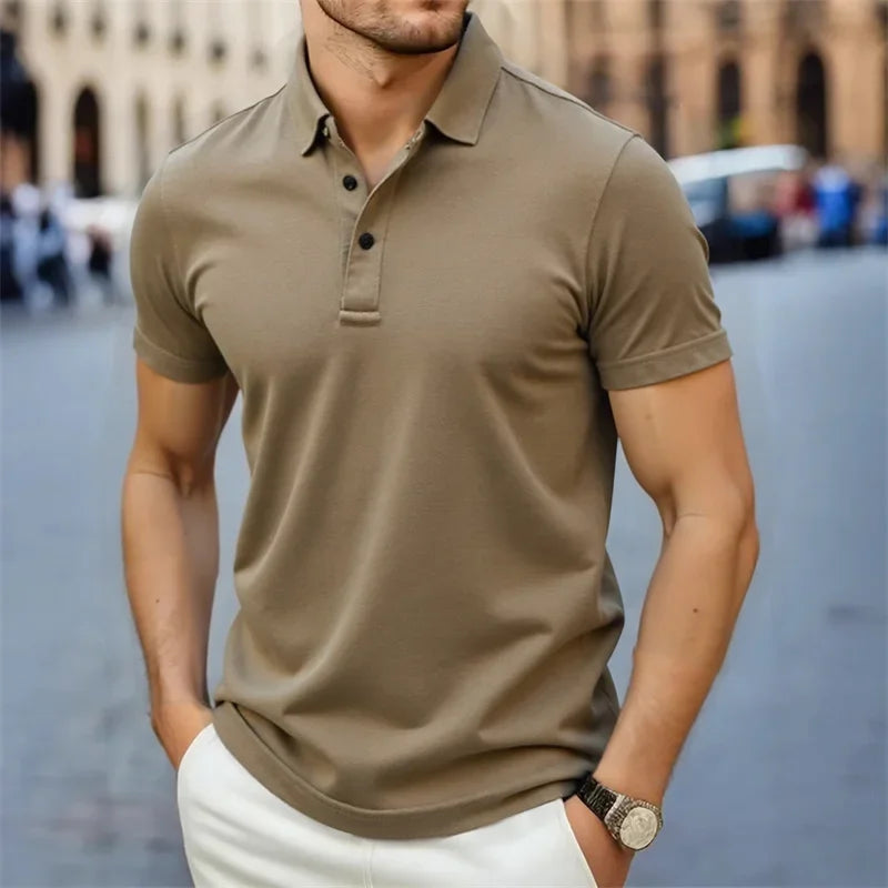 2025 New Men's Casual and Fashionable Simple Collared Short Sleeved Polo Shirt Summer Comfortable Breathable and Versatile Top Don't Taxe That
