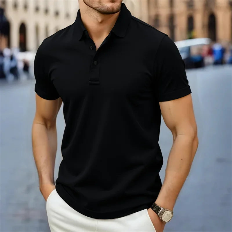 2025 New Men's Casual and Fashionable Simple Collared Short Sleeved Polo Shirt Summer Comfortable Breathable and Versatile Top Don't Taxe That
