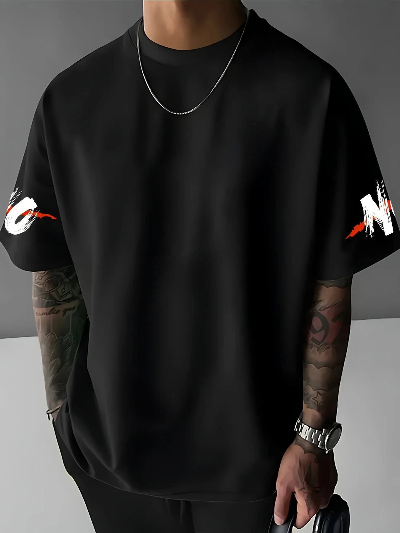 Men's Streetwear Graphic Tee - Loose Fit T-Shirt with Bold Lettering, Crew Neck, Machine Washable Don't Taxe That