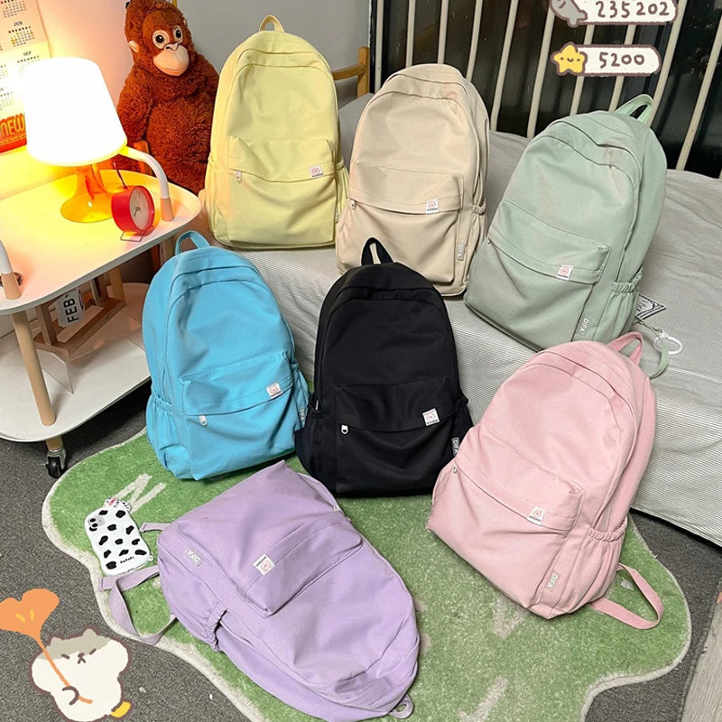 New Waterproof Nylon Women Backpack Female Travel Bag Backpacks Schoolbag for Teenage Girls Solid Color Bookbag Mochila Bookbag Don't Taxe That