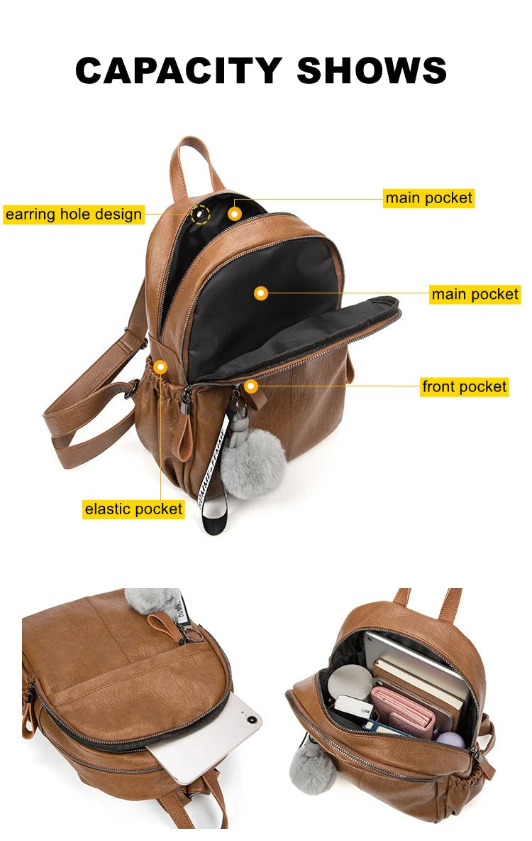 Genuine Leather Backpacks for Women Cowhide High Capacity Waterproof Backpack Trendy Women Bags Girl Travel School Bags Don't Taxe That