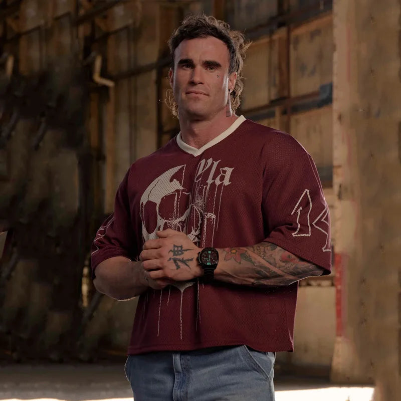 Summer new YA Trendy Brand Super Large T-shirt Men Sports Fitness Quick drying Breathable Large Mesh Printed Short Sleeve Top Don't Taxe That