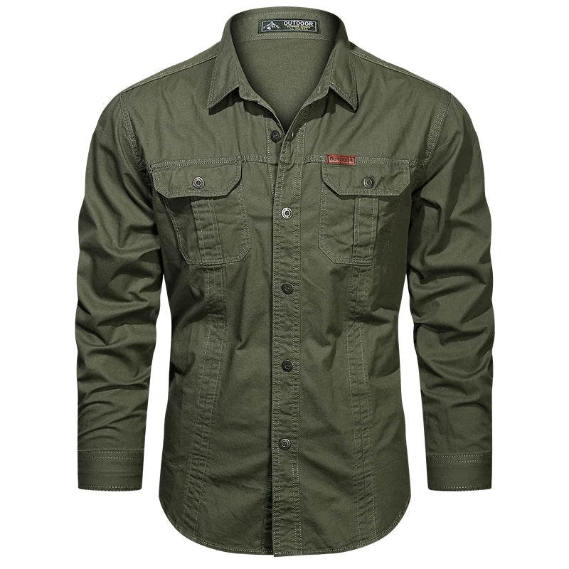2024 Spring Cotton Cargo Shirt for Men Long Sleeve Multi-Pocket Shirts Outdoor Casual Colthing High Quality Militar Overshirt Don't Taxe That