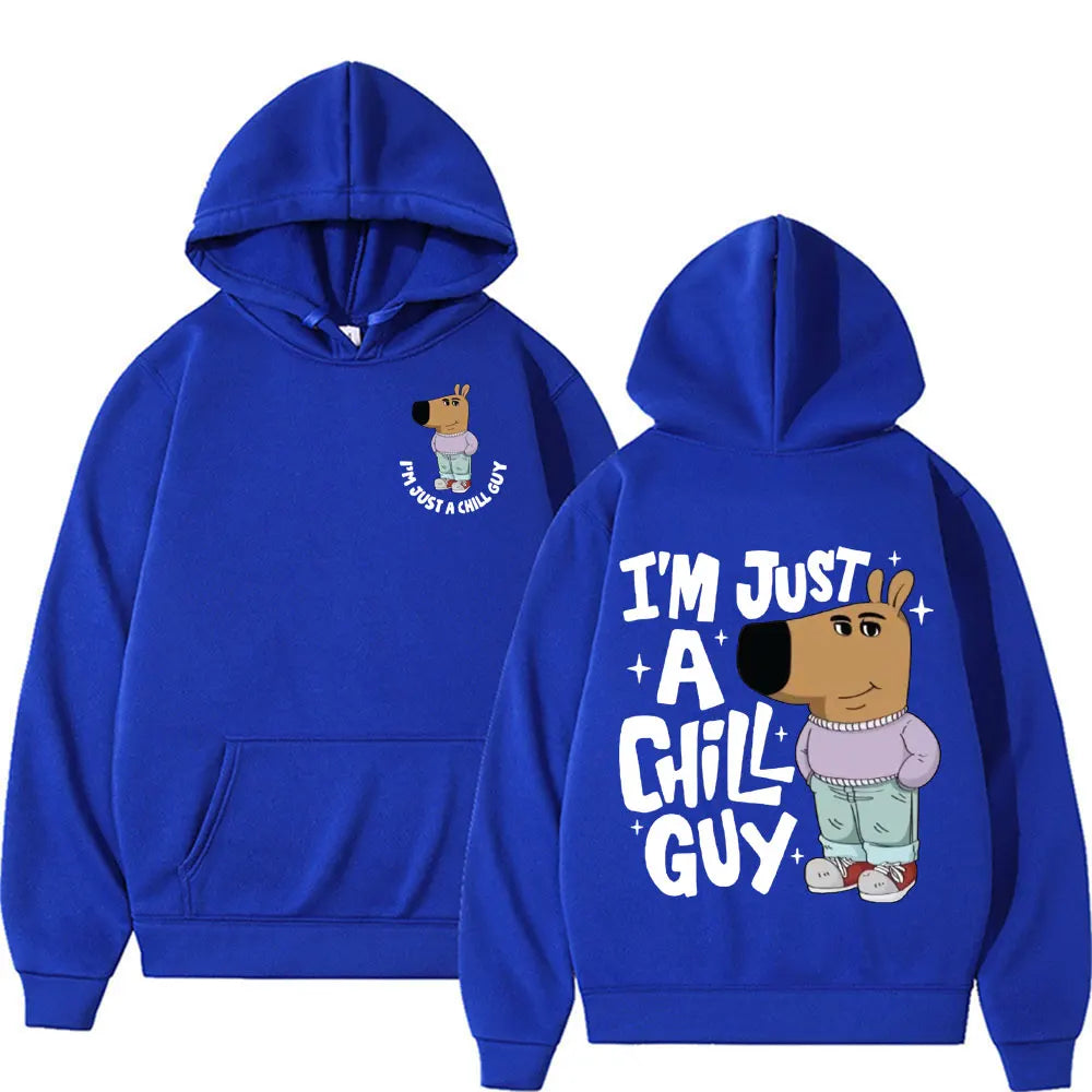 I'm Just A Chill Guy Meme Hoodie Funny Trendy Cute Viral Dog Cartoon Hoodies Men Women's Casual Autumn/Winter Comfort Sweatshirt Don't Taxe That