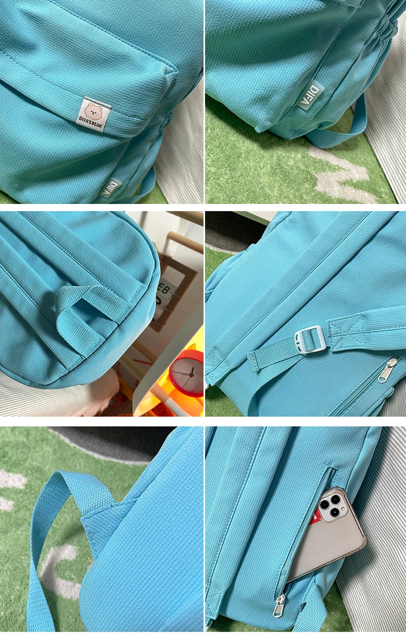 New Waterproof Nylon Women Backpack Female Travel Bag Backpacks Schoolbag for Teenage Girls Solid Color Bookbag Mochila Bookbag Don't Taxe That