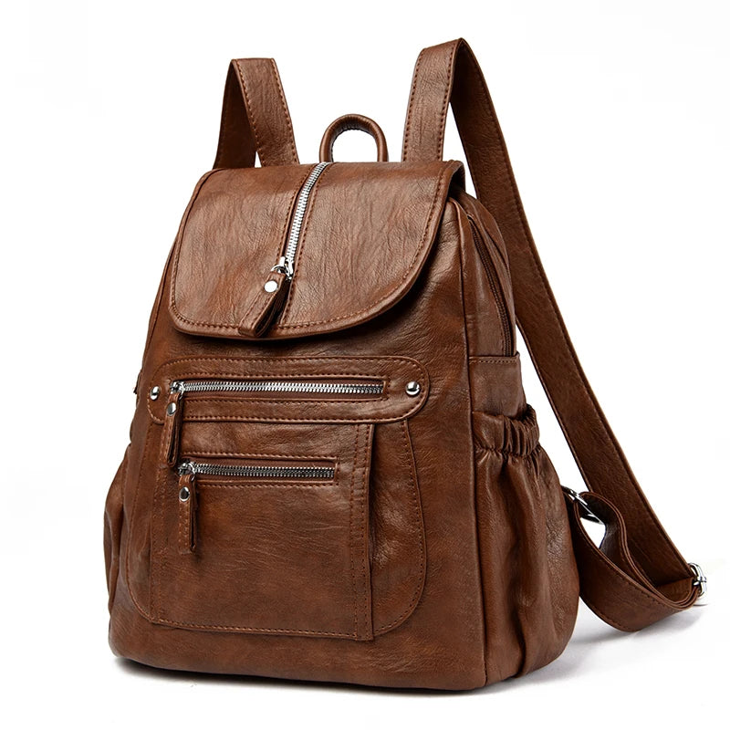 Women Soft Leather Backpacks High Capacity Female Back Pack Casual Travel Ladies Bagpack Machial Feminina for Teenager Grils Don't Taxe That