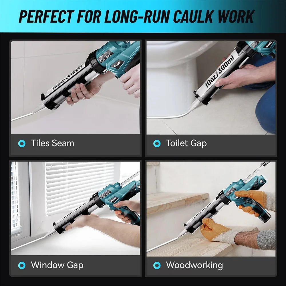 SEESII Electric Caulking Gun Cordless Cement Glass Adhesive Glue Seal Sealant Tool Wireless Glass Glue Gun for Filling Sealing Don't Taxe That