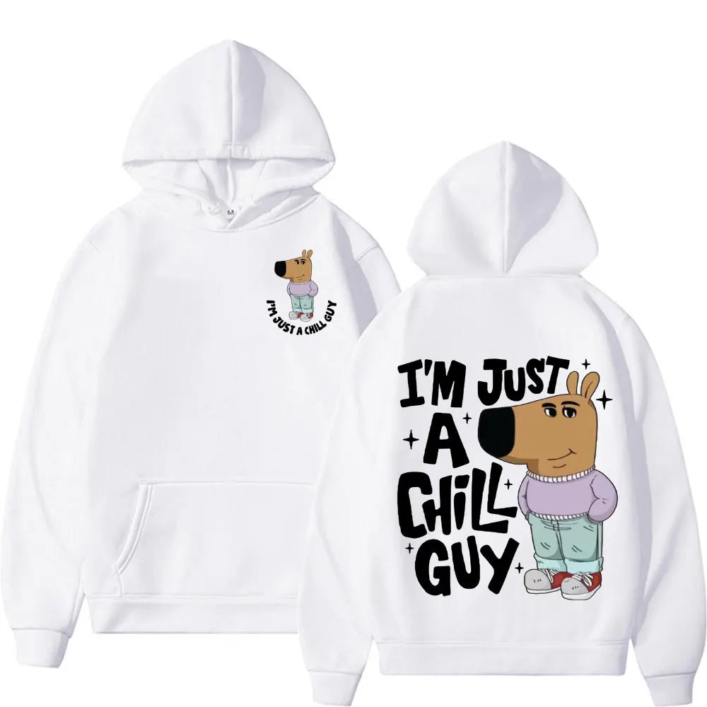 I'm Just A Chill Guy Meme Hoodie Funny Trendy Cute Viral Dog Cartoon Hoodies Men Women's Casual Autumn/Winter Comfort Sweatshirt Don't Taxe That
