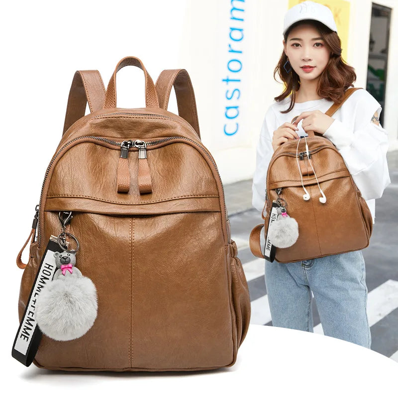 Genuine Leather Backpacks for Women Cowhide High Capacity Waterproof Backpack Trendy Women Bags Girl Travel School Bags Don't Taxe That