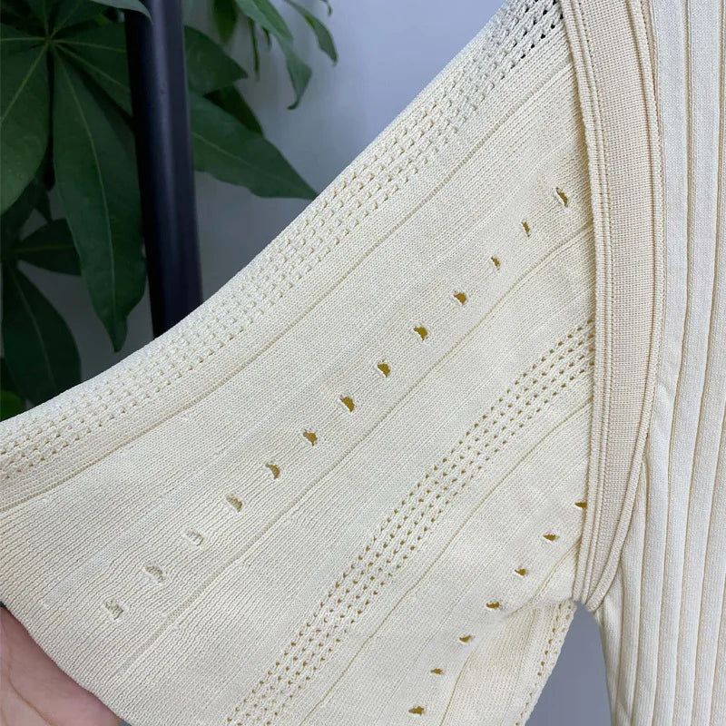 Summer Spring New French Elegant Fragrance High-end Slimming Knitted Mermaid Dress Hollow Slimming Fish Tail Knit Dress Don't Taxe That