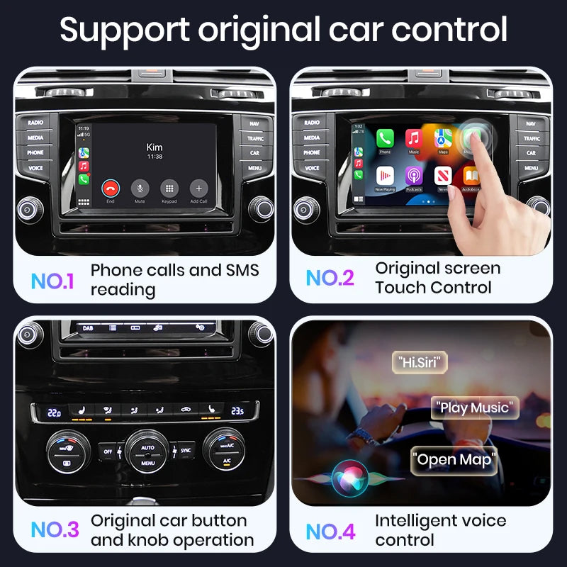 Junsun Wireless Carplay for Apple Android Auto Module Box For VW Skoda Octavia A5 Golf Polo Passat MIB MIB2 Upgrade Original Don't Taxe That