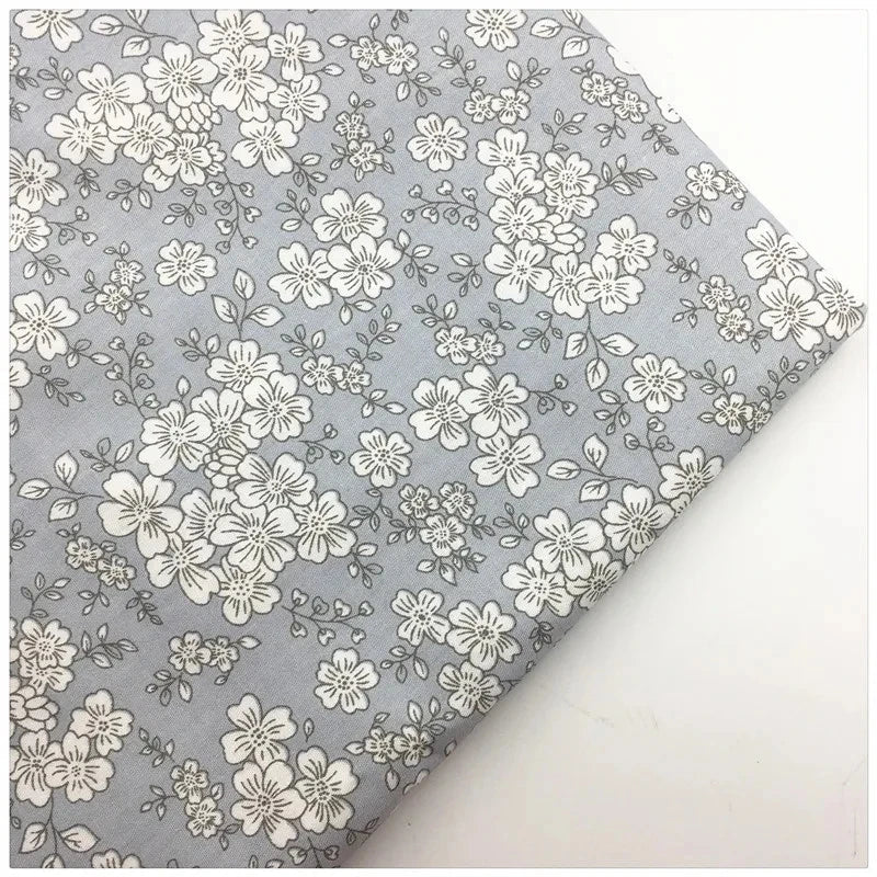 Syunss,New Gray Floral Printed Cotton Fabric DIY Tissue Patchwork Telas Sewing Baby Toy Bedding Quilting Tecido Tilda The Cloth Don't Taxe That