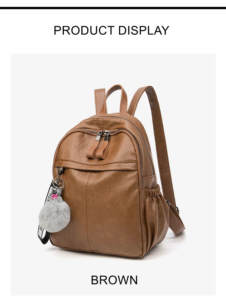 Genuine Leather Backpacks for Women Cowhide High Capacity Waterproof Backpack Trendy Women Bags Girl Travel School Bags Don't Taxe That