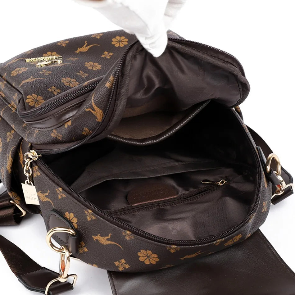 Ladies Backpack Designer High Quality Leather Women Bag Luxury Fashion Printing Tassel School Bags Large Capacity Backpacks Sac Don't Taxe That