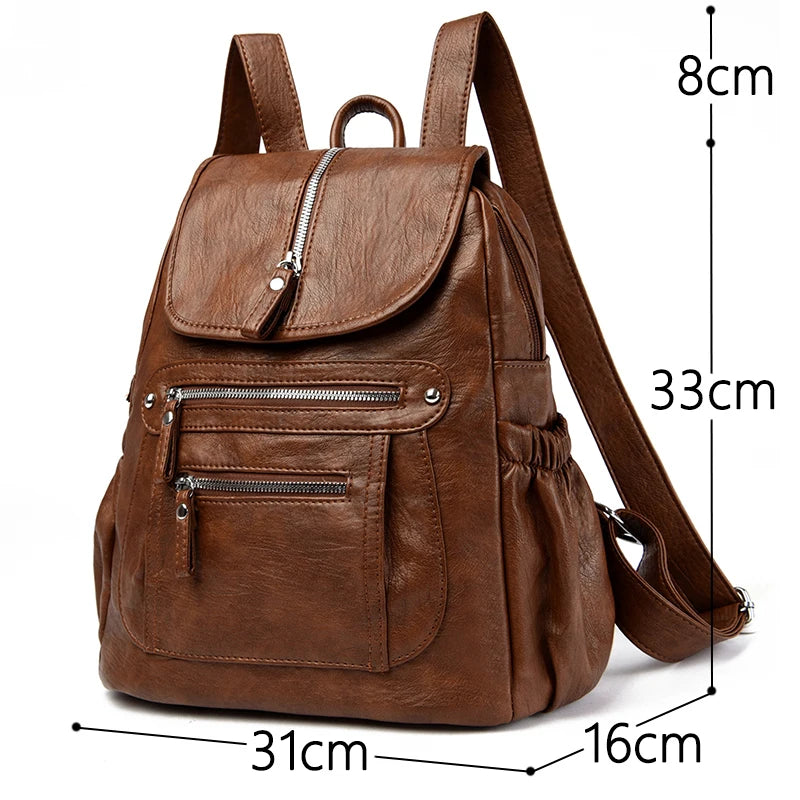 Women Soft Leather Backpacks High Capacity Female Back Pack Casual Travel Ladies Bagpack Machial Feminina for Teenager Grils Don't Taxe That