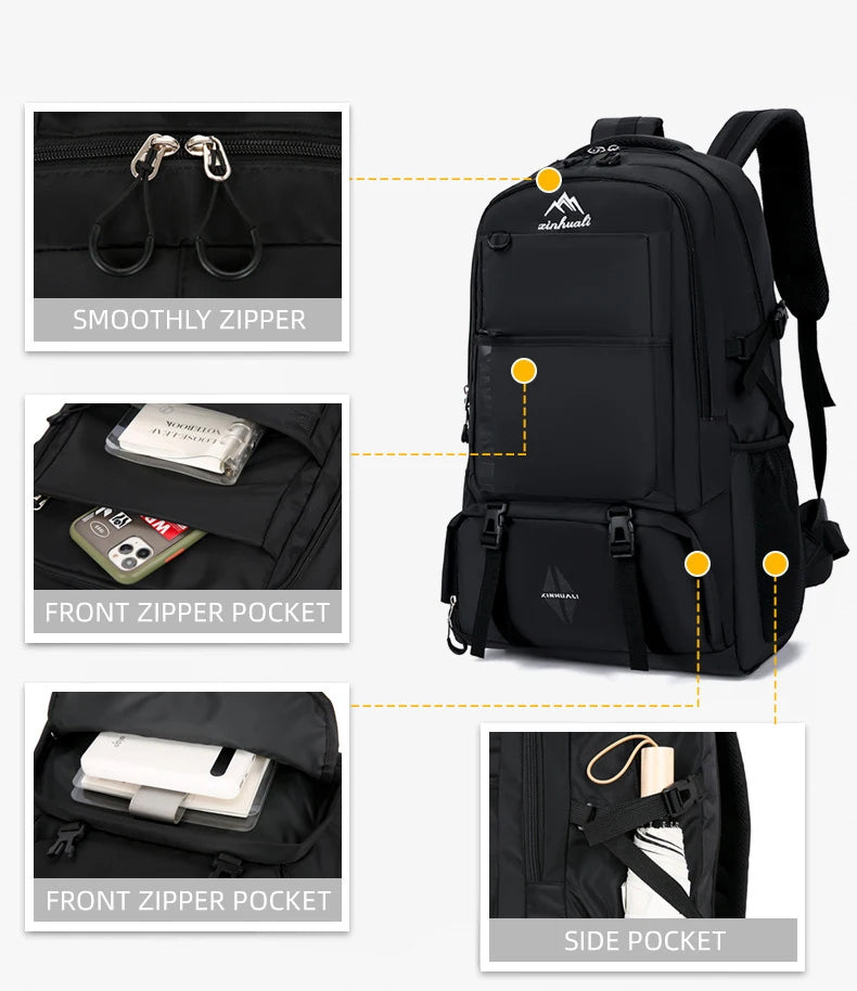 60L Travel Backpacks Men Business Laptop Pack Large Capacity 15.6 Inch Computer Bag Travel Commuting Daypack College Student Bag