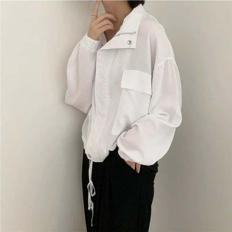 Thin Airy Korea Style Short Outerwear Woman Casual Loose Lazy Chic Long Sleeve Cotton Blends Linen Windbreaker Coats Jackets Don't Taxe That