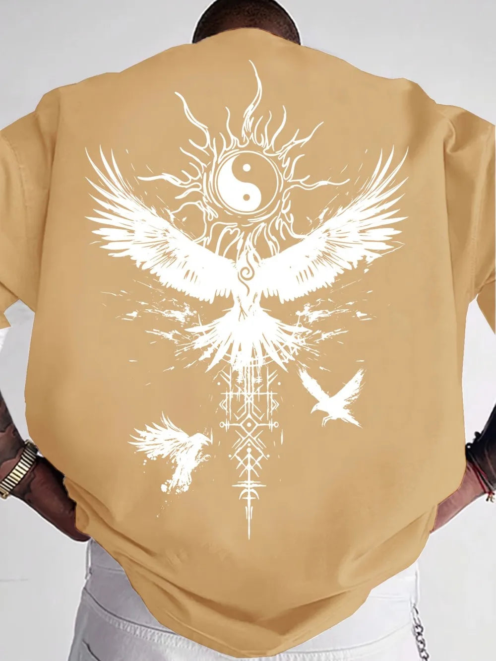 Trendy new men's bird and gossip print comfortable and breathable round neck T-shirt summer outdoor urban casual top Don't Taxe That