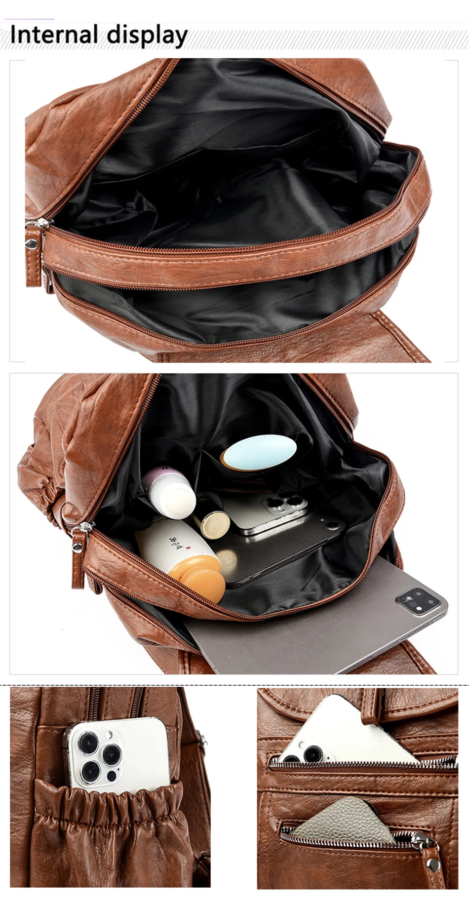 Women Soft Leather Backpacks High Capacity Female Back Pack Casual Travel Ladies Bagpack Machial Feminina for Teenager Grils Don't Taxe That