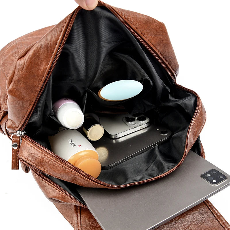 Women Soft Leather Backpacks High Capacity Female Back Pack Casual Travel Ladies Bagpack Machial Feminina for Teenager Grils Don't Taxe That