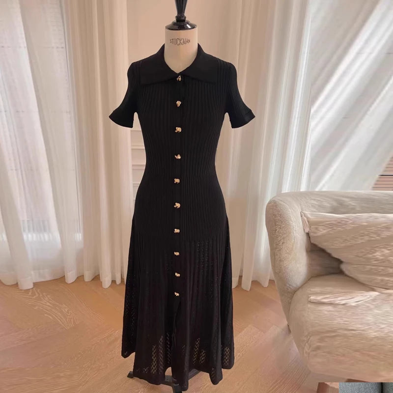 YuooMuoo Summer Maxi Dress Women Knit Black Green Long Bodycon Korean Fashion Ruffle Ladies Dresses Elegant Office Women Dress Don't Taxe That